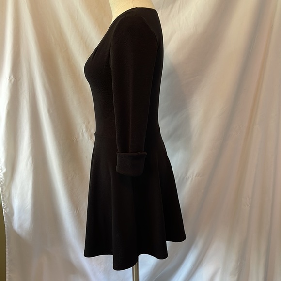 ASOS Black Fit and Flare Dress with Cuffed Long Sleeves - Picture 3 of 6